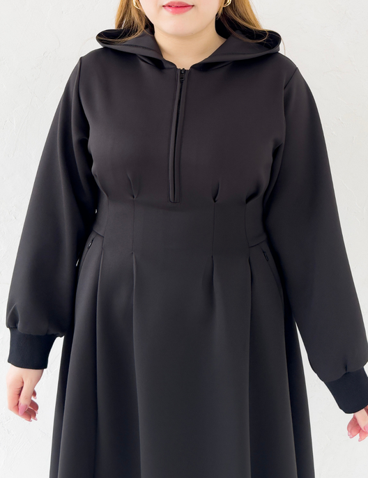 【ベーシックライン】ダブルポケットパーカーワンピ