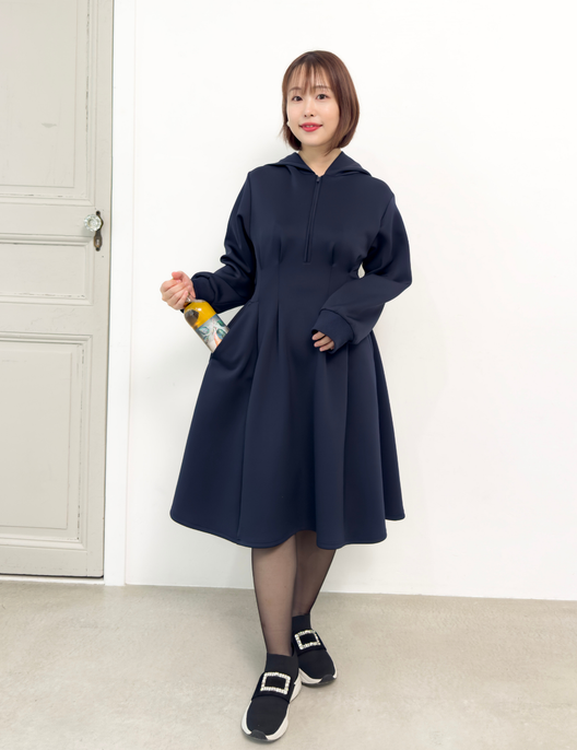 【ベーシックライン】ダブルポケットパーカーワンピ