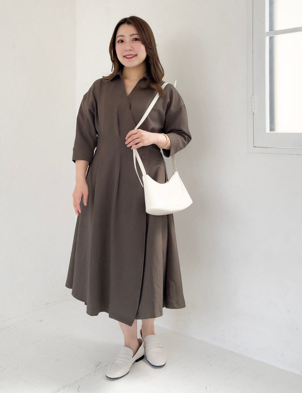 フロントオープンシャツワンピース