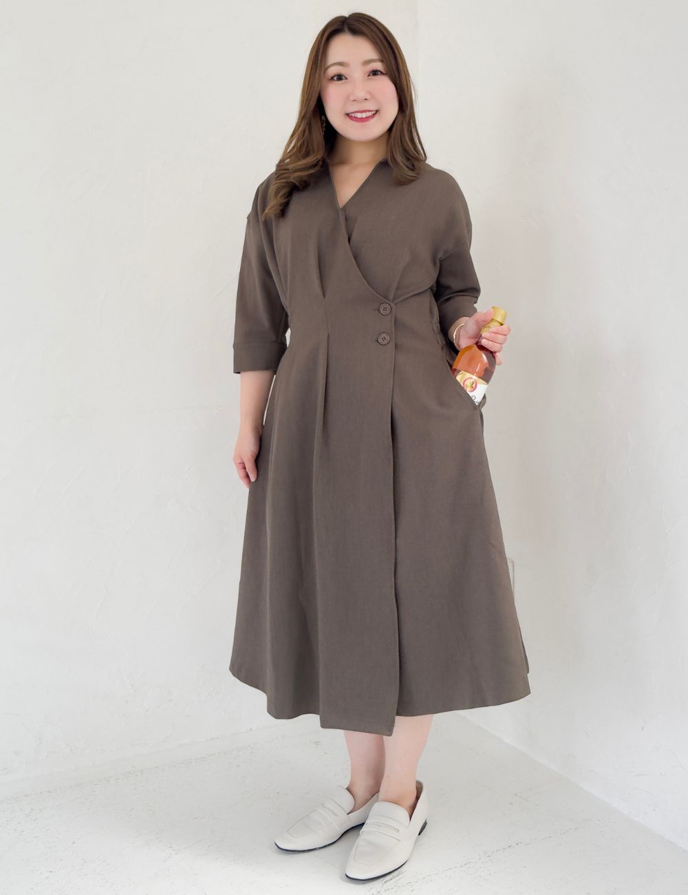 フロントオープンシャツワンピース