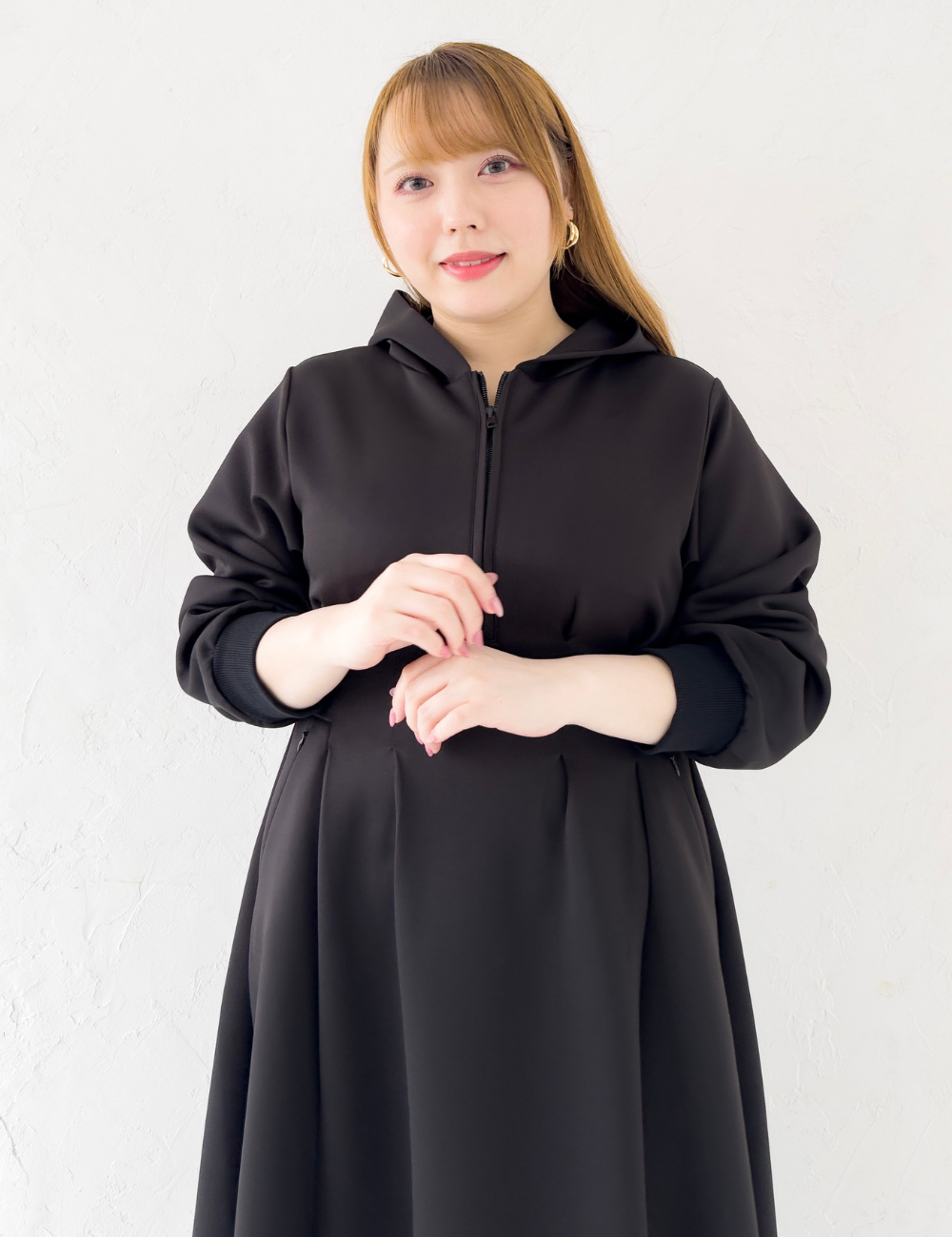 【ベーシックライン】ダブルポケットパーカーワンピ