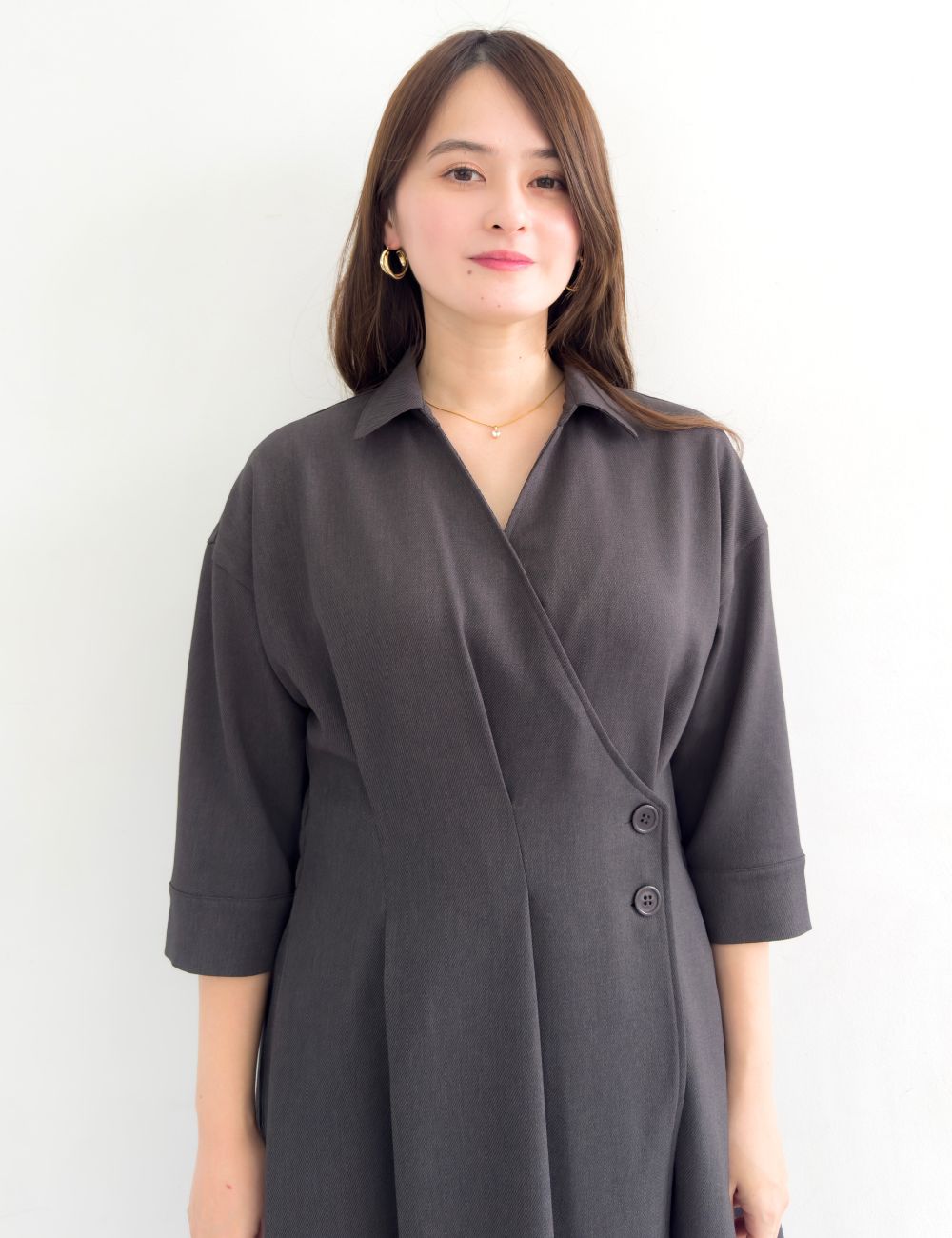 フロントオープンシャツワンピース