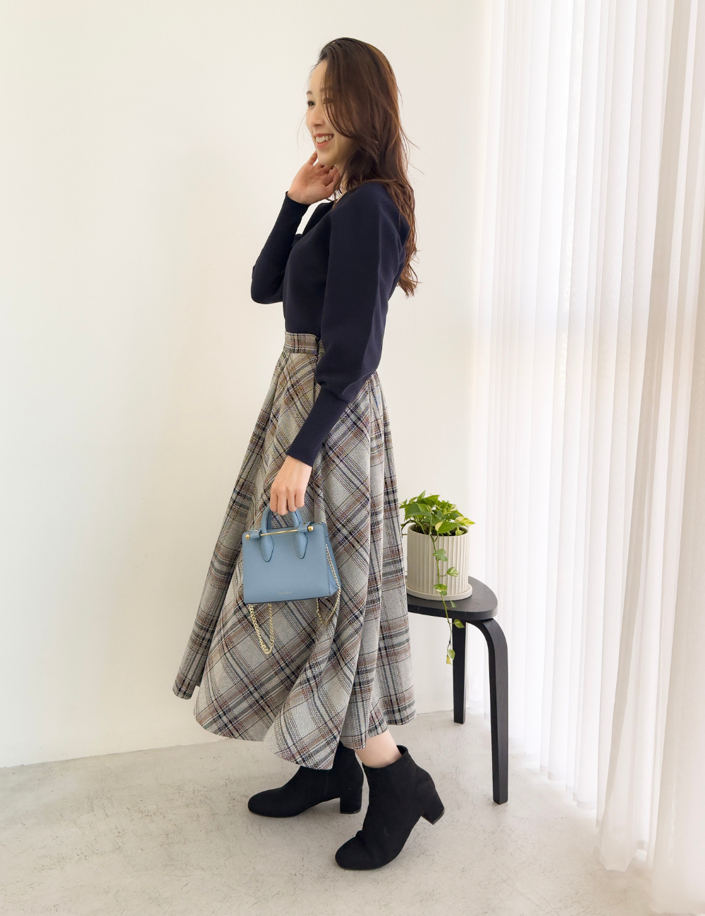 チェックフレアスカート