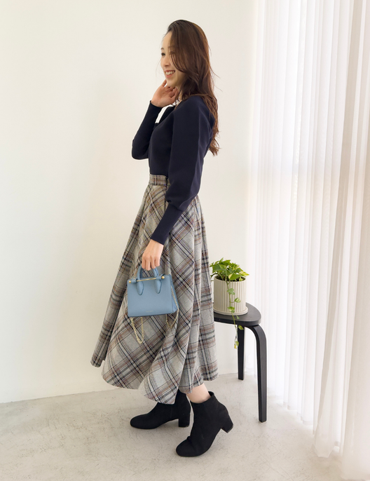 チェックフレアスカート