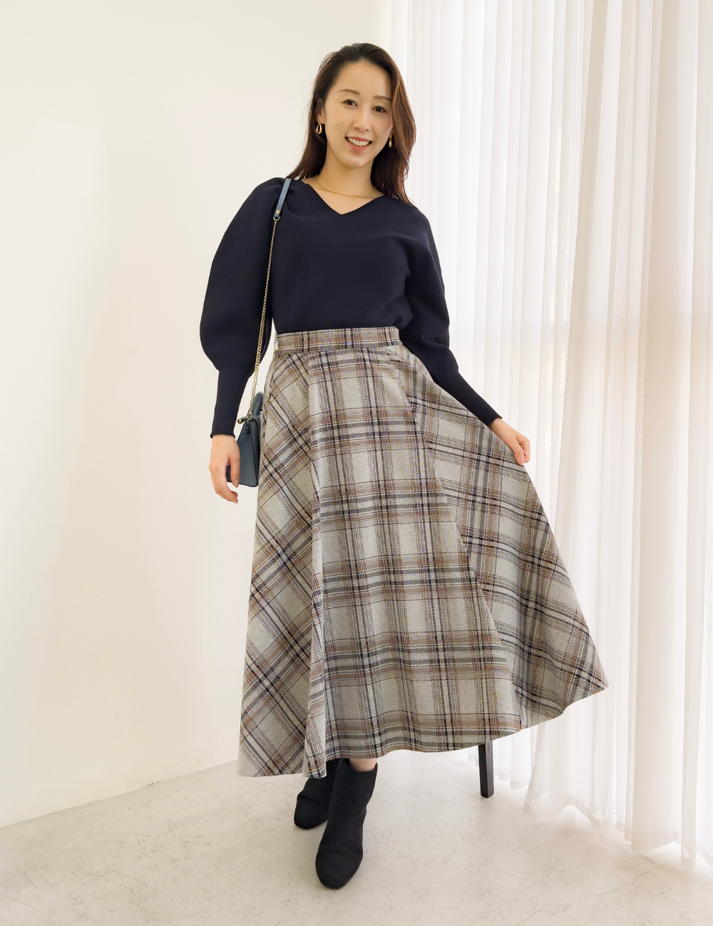 チェックフレアスカート