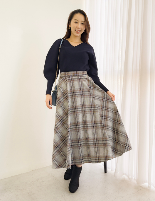 チェックフレアスカート