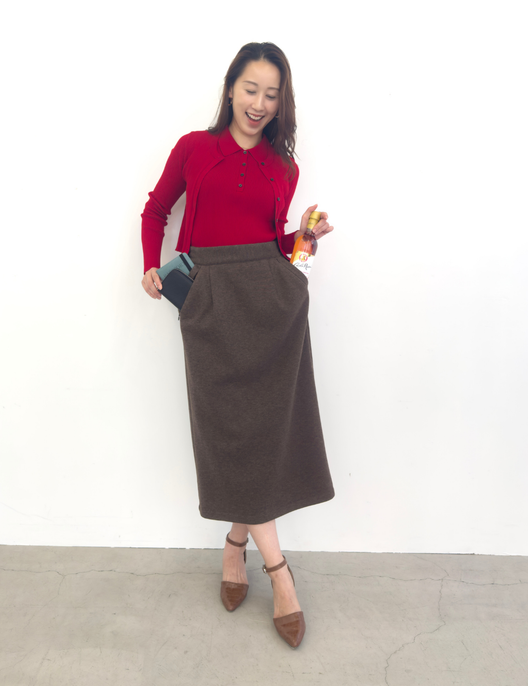 【ベーシックライン】裏起毛Iラインスカート