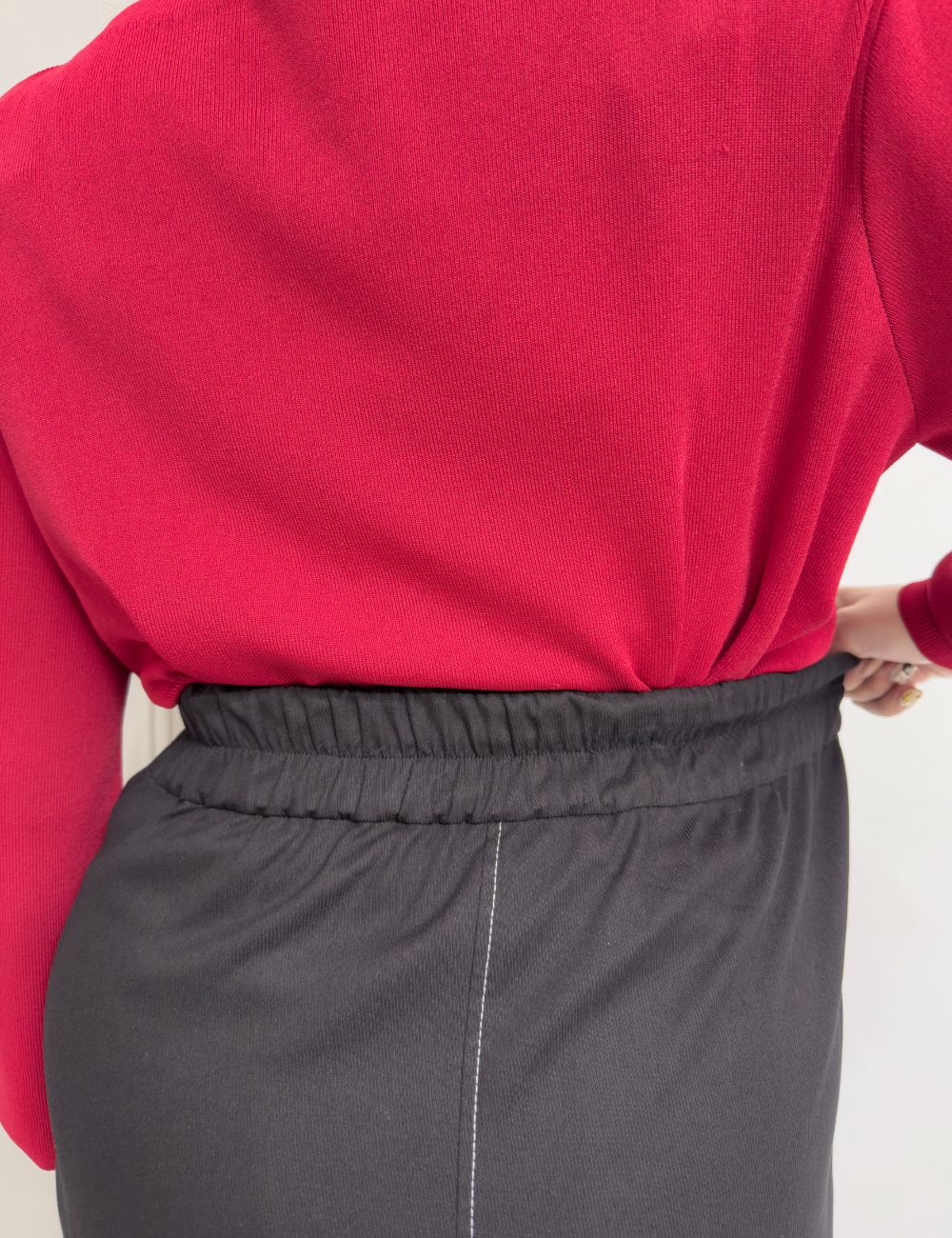 CINEMATIQ 【ベーシックライン】デニムライクスカート ブラック ディティール