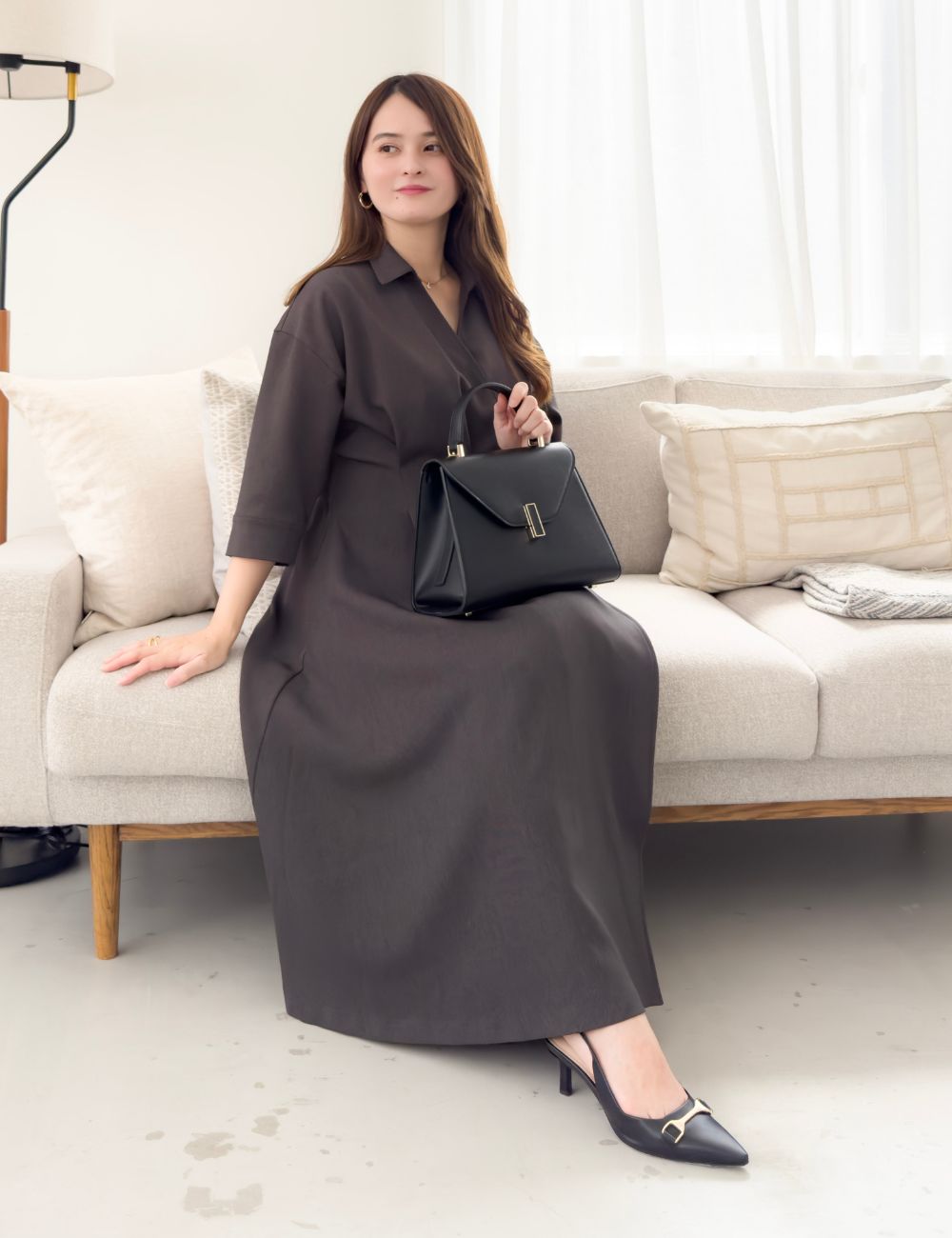 フロントオープンシャツワンピース