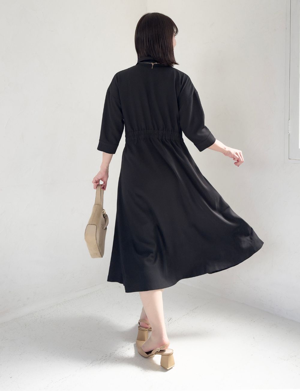 フロントオープンシャツワンピース