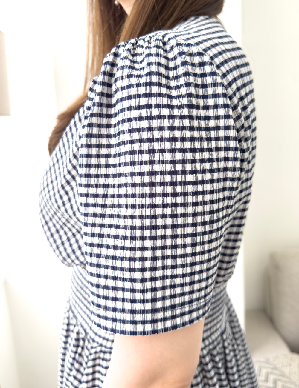 CINEMATIQ チェックメアリーワンピ ブラック アップ ディティール