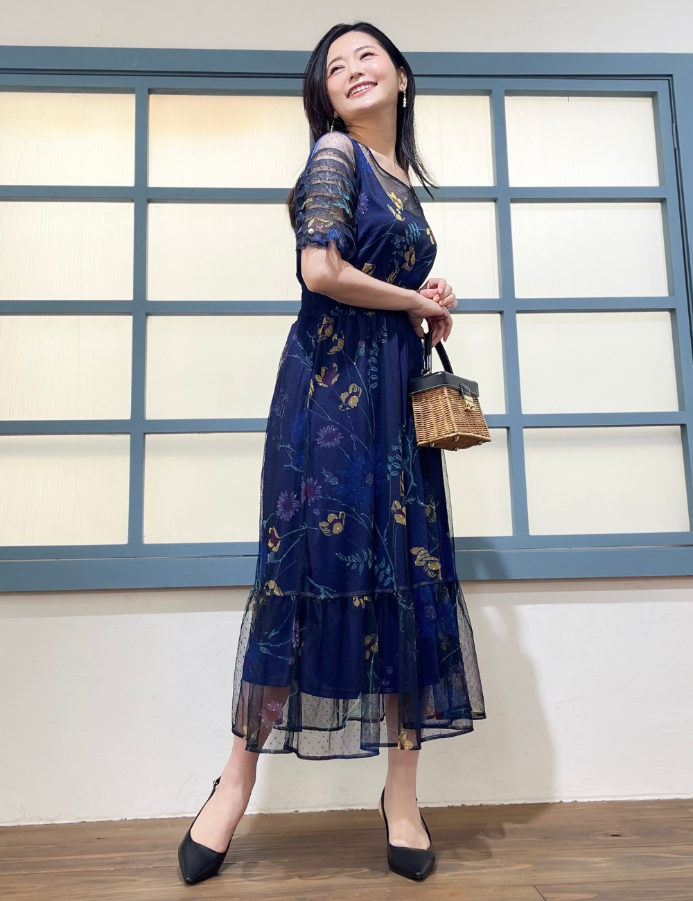 フィジカルドロップ ギンガムワンピース ネイビー フィジカルドロップ ギンガムワンピース ネイビー