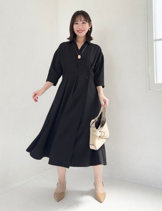 フロントオープンシャツワンピース