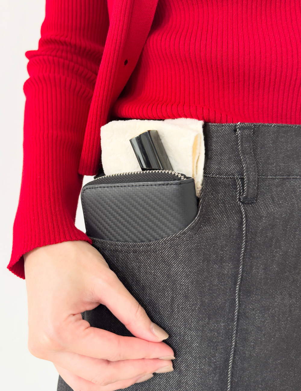 CINEMATIQ 【カイハラデニム】アジャスタブルストレッチジーンズ ブラック ディティール