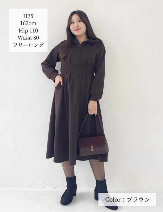 【ベーシックライン】ダブルポケットパーカーワンピ
