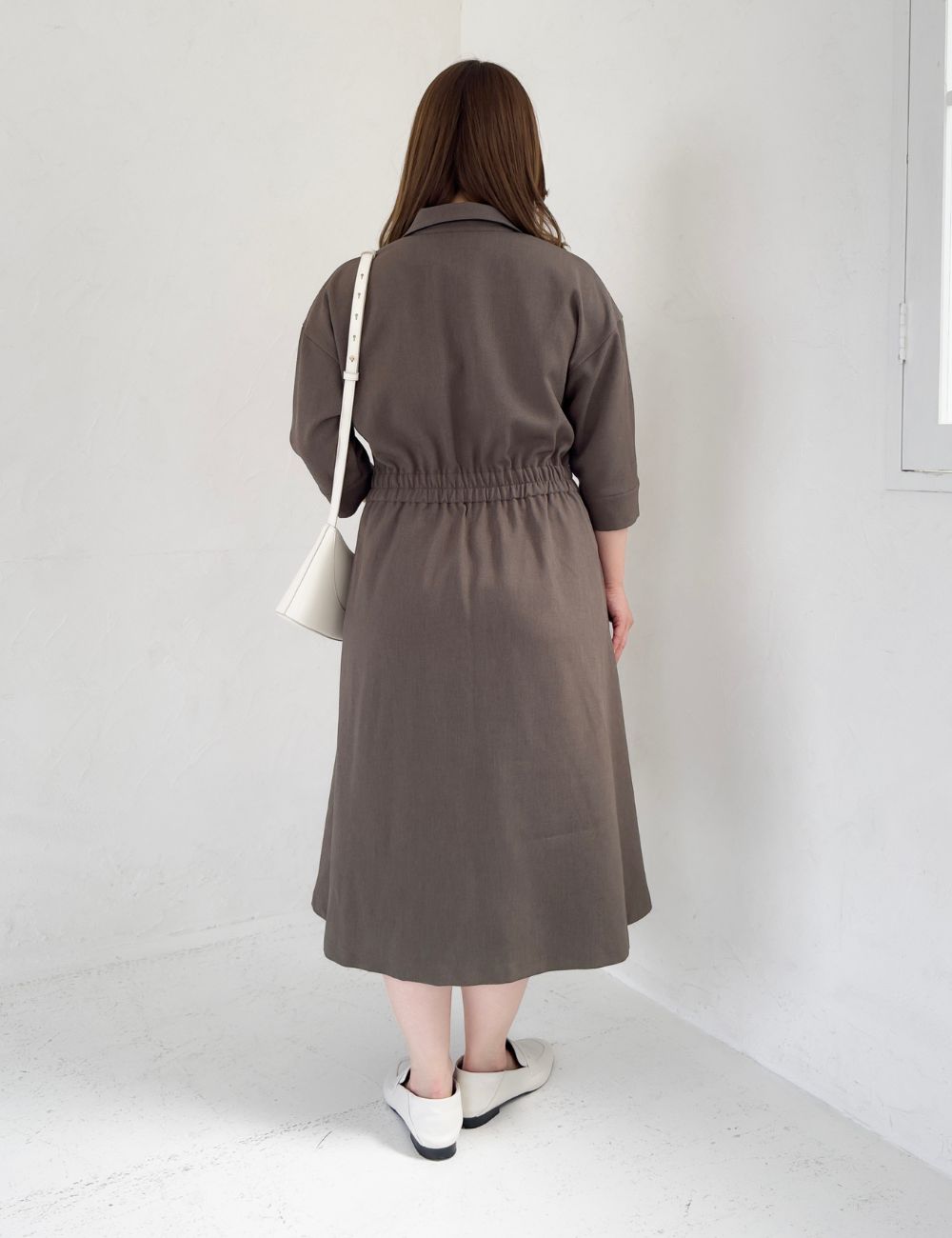 フロントオープンシャツワンピース