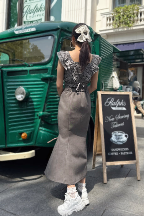 【べーシックライン】ダブルポケットマーメイドスカート/グレー/S