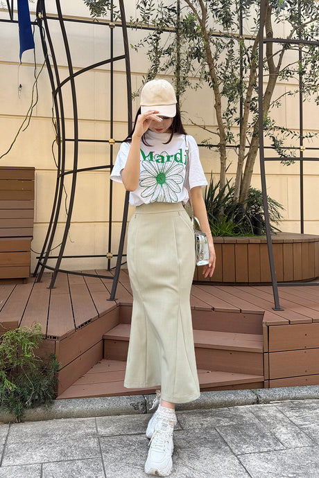 【べーシックライン】ダブルポケットマーメイドスカート/ベージュ/S