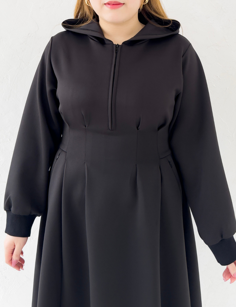 【ベーシックライン】ダブルポケットパーカーワンピ