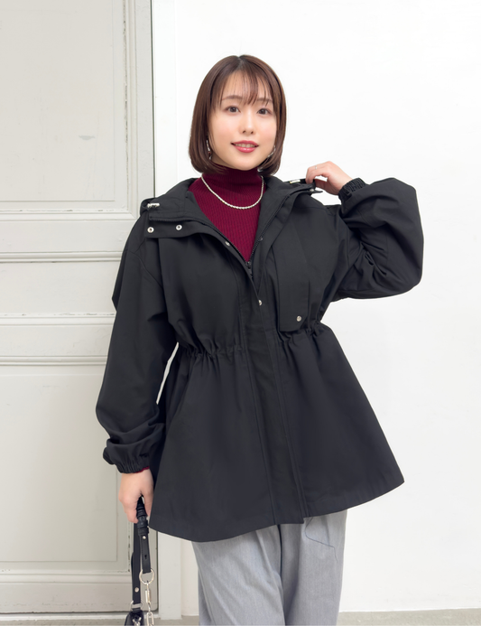 CINEMATIQ 【日本製生地】撥水難燃タウンジャケット ブラック 正面 モデル着用