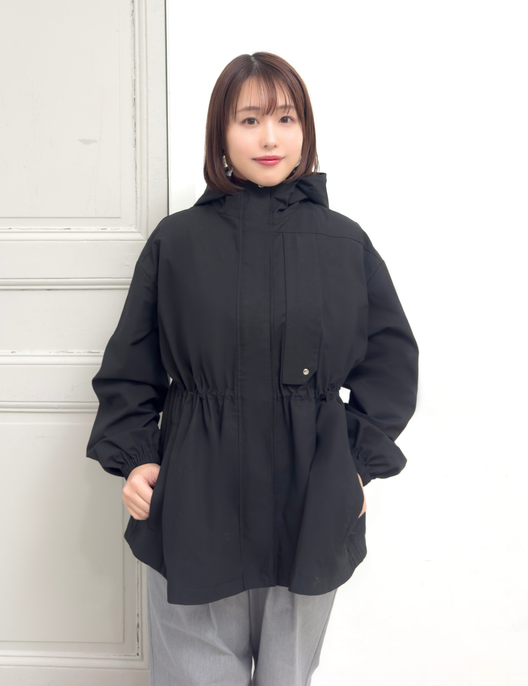 CINEMATIQ 【日本製生地】撥水難燃タウンジャケット ブラック 正面 モデル着用