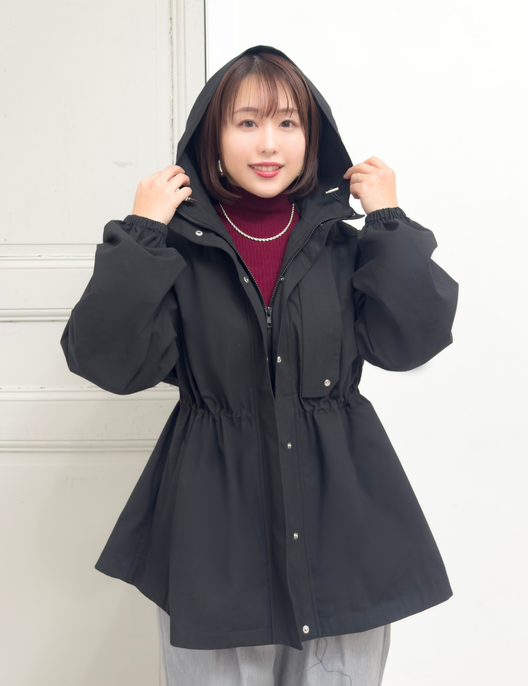 CINEMATIQ 【日本製生地】撥水難燃タウンジャケット ブラック 正面 モデル着用