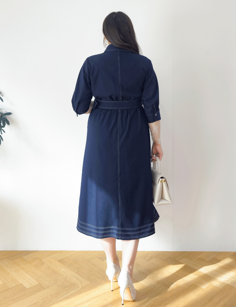 Denim-like shirt dress