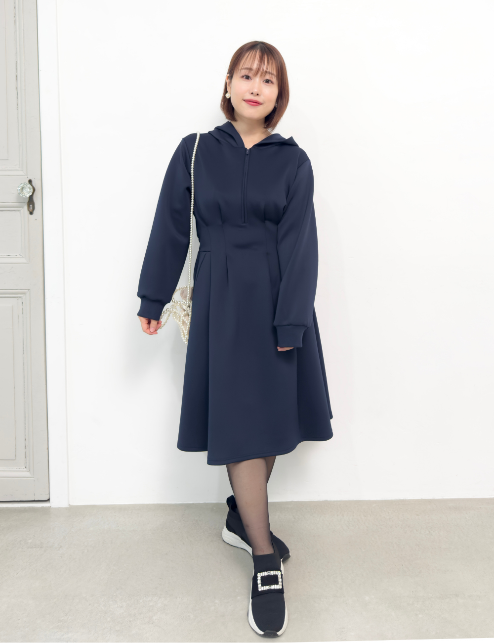 【ベーシックライン】ダブルポケットパーカーワンピ