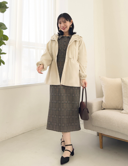 CINEMATIQ 【日本製生地】撥水難燃タウンジャケット アイボリー 正面 モデル着用