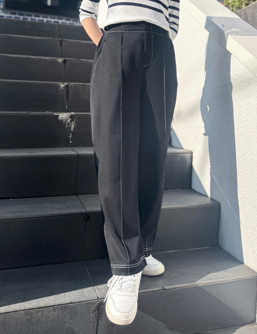 [Basic Line] Stretch denim-like pants