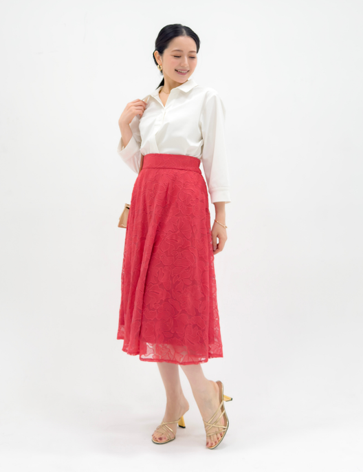 melt the lady コケティッシュレースアップスカート チュール刺繍レーススカート | CINEMATIQ by Pinup Closet