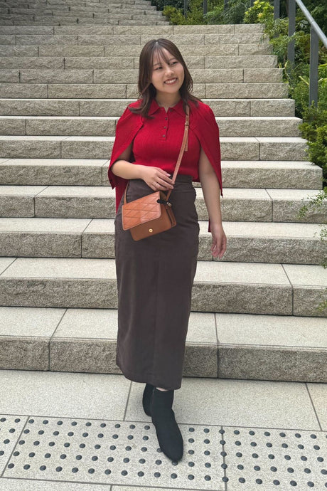 スエードライクスカートを使ったコーディネート