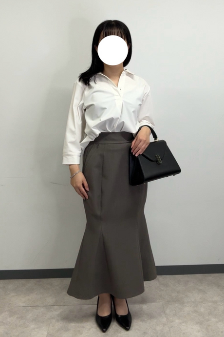 【ベーシックライン】ダブルポケットマーメイドスカート/グレー/S