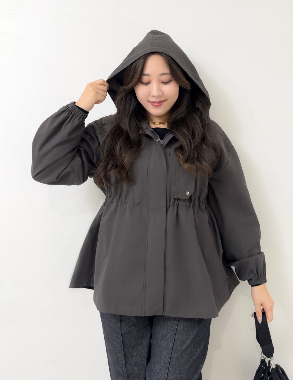 CINEMATIQ 【日本製生地】撥水難燃タウンジャケット グレー 正面 モデル着用