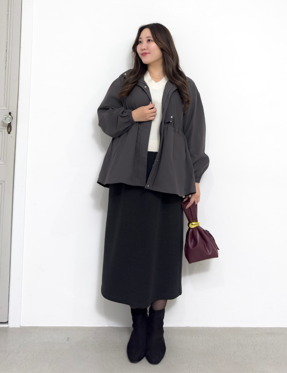 CINEMATIQ 【日本製生地】撥水難燃タウンジャケット グレー 正面 モデル着用