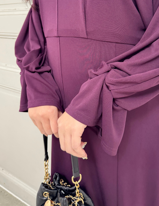 CINEMATIQ ウエストリボンワンピ ボルドー ディティール