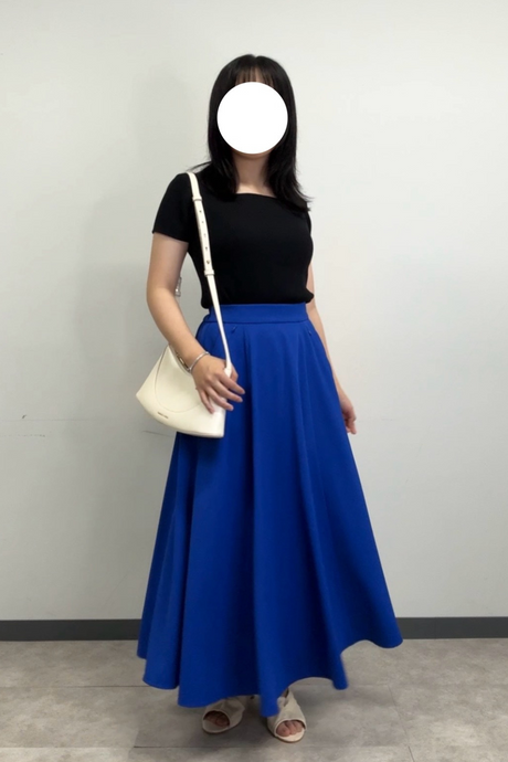 ダブルポケットフレアスカート/ロイヤルブルー/スリムレギュラー丈