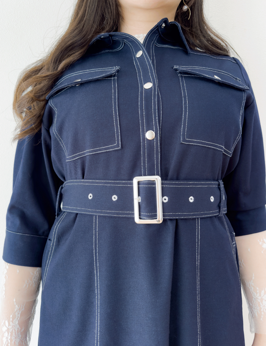 Denim-like shirt dress