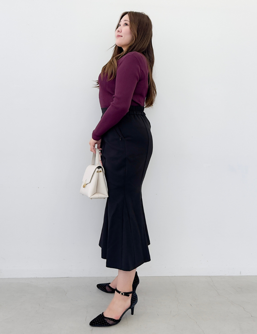 CINEMATIQ べーシックライン ダブルポケットマーメイドスカート ブラック ベーシックライン】ダブルポケットマーメイドスカート – Pinup