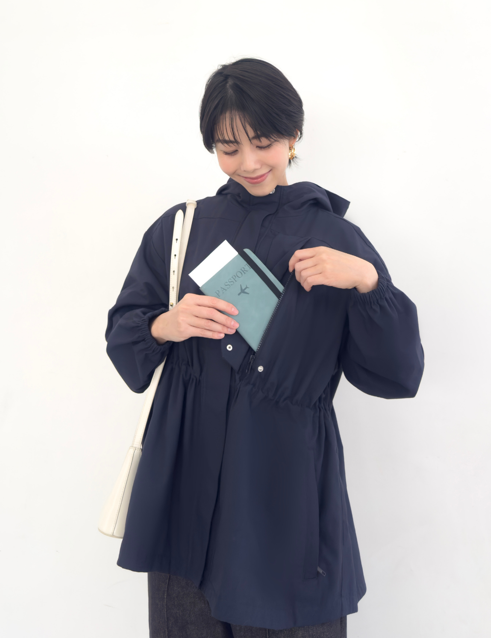 CINEMATIQ 【日本製生地】撥水難燃タウンジャケット ネイビー ディティール