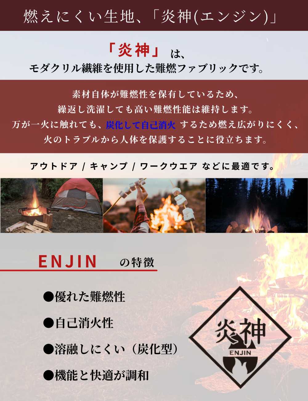 CINEMATIQ 【日本製生地】撥水難燃タウンジャケット 機能説明