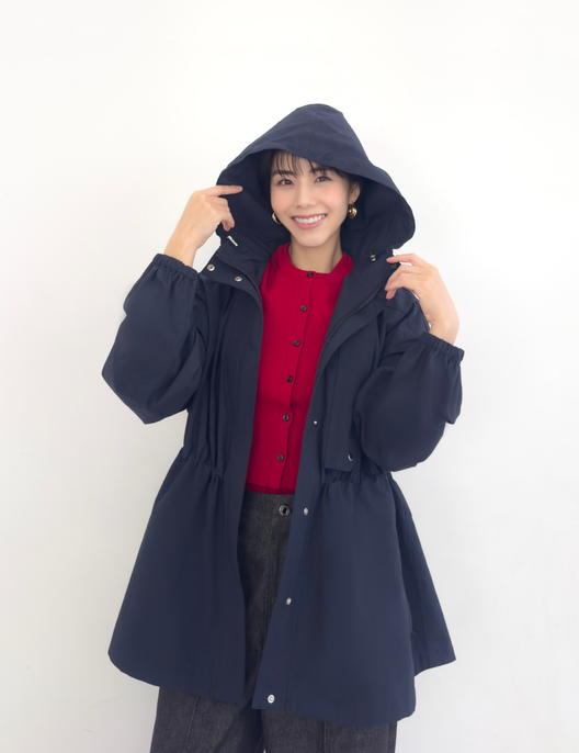 CINEMATIQ 【日本製生地】撥水難燃タウンジャケット ネイビー 正面 モデル着用