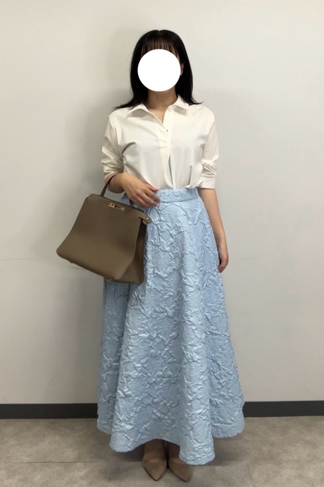 エンボスフラワースカート/ライトブルー/レギュラー丈