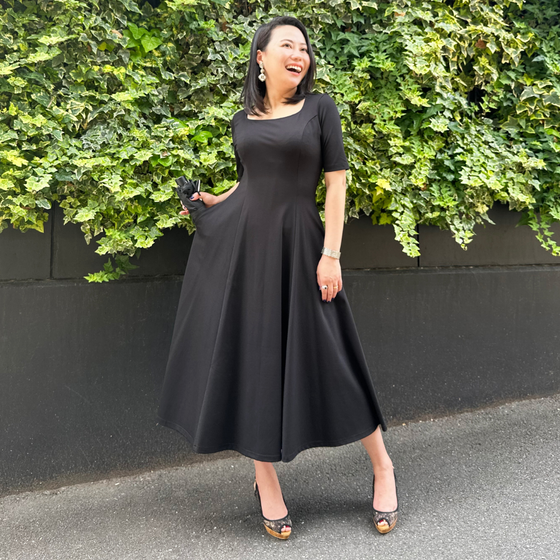 ジェーンワンピース(ブラック・ネイビー・モスグリーン)| CINEMATIQ