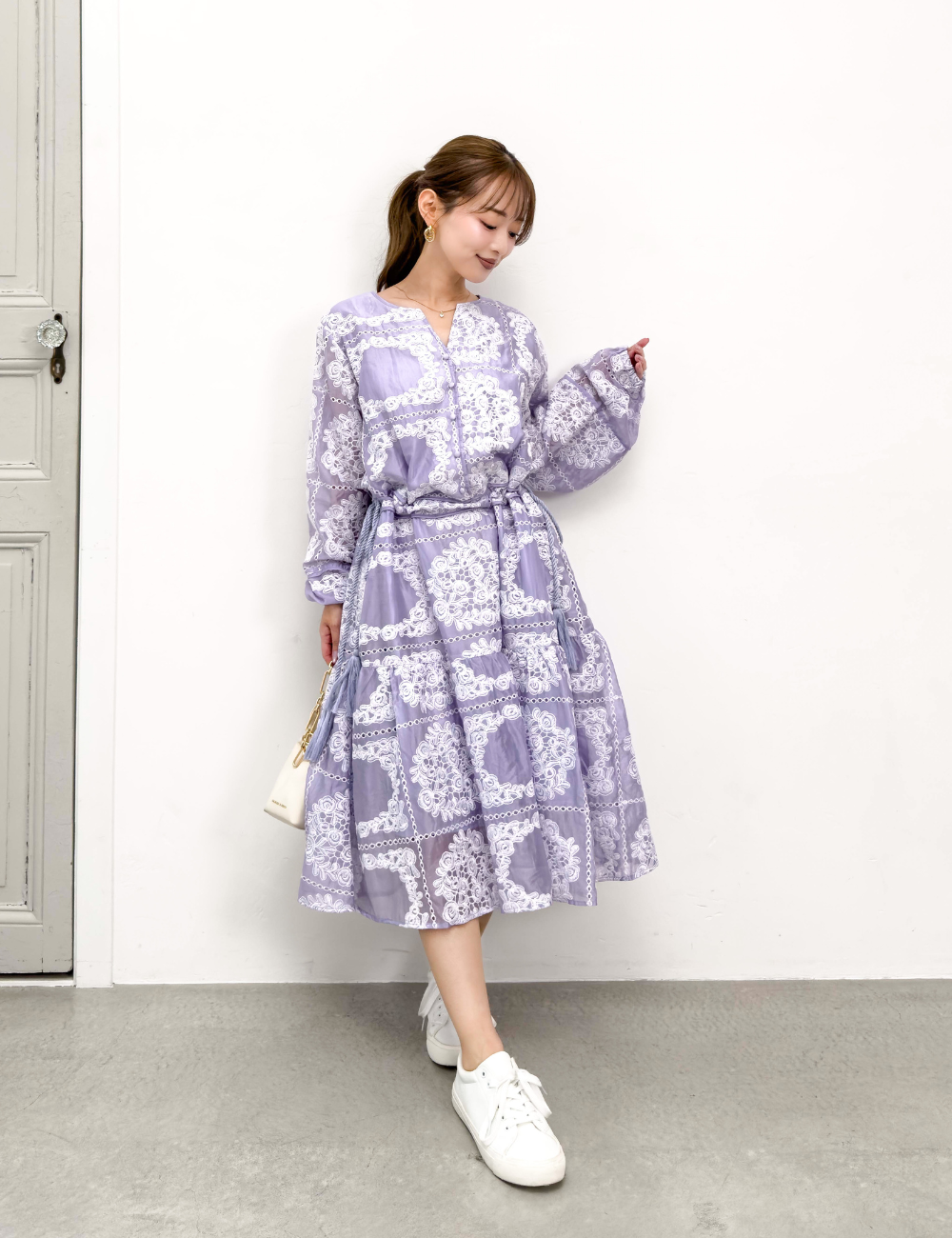 Real Free Sheer Fully Embroidered One-Piece Dress