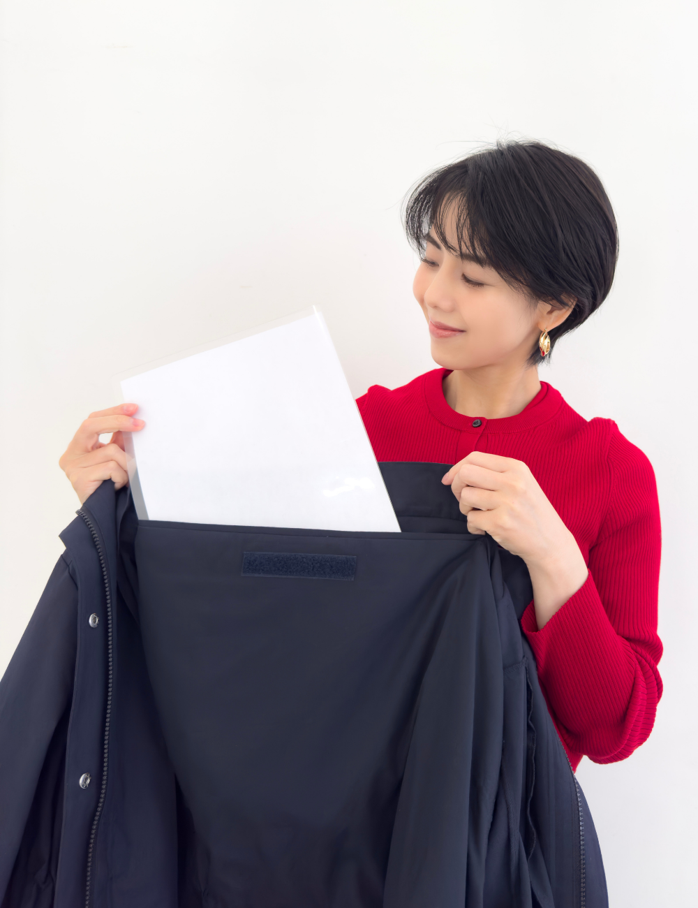 CINEMATIQ 【日本製生地】撥水難燃タウンジャケット ネイビー ディティール