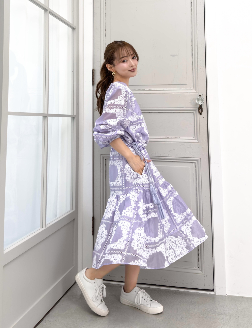 Real Free Sheer Fully Embroidered One-Piece Dress