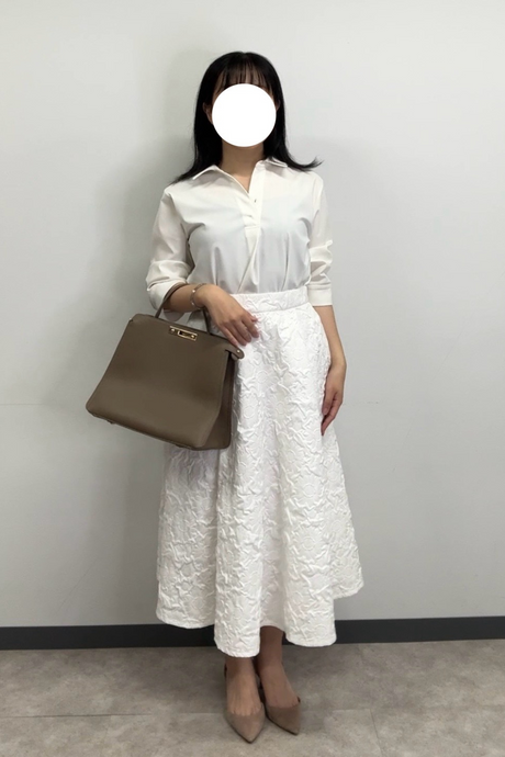エンボスフラワースカート/ホワイト/ショート丈