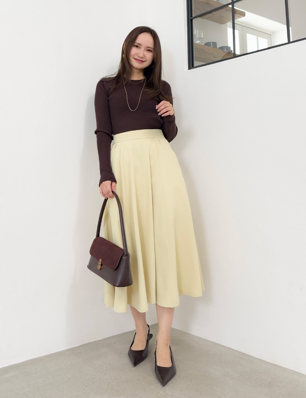 [Basic Line] Double Pocket Flared Skirt