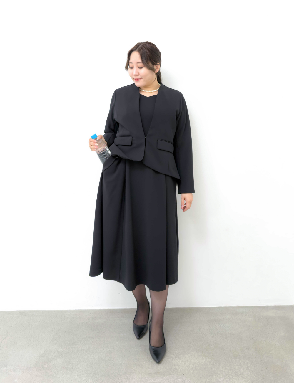 Washable and Stretchy Black Formal Wear (2-piece dress set)